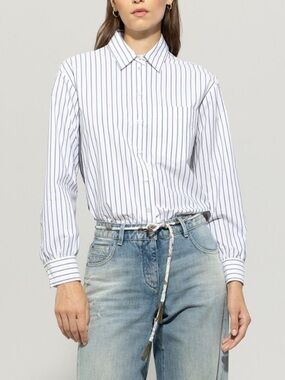 Luisa Cerano Blouse Button Down Shirt Cotton Blend Luxury Classic. Size 6.